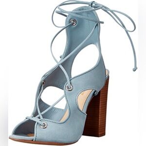 Schutz Hollie light blue lace up block heel gladiator sandal 9.5